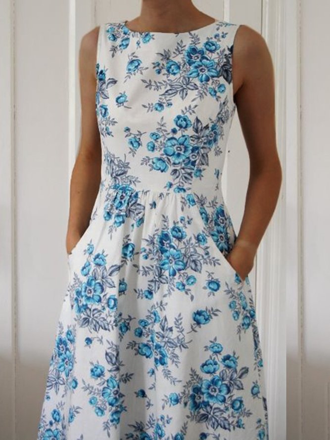 Floral Sleeveless Mini Dress Summer Weaving Dress